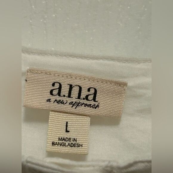 A.n.a Linen white button up dress Women’s Large Lined flutter sleeve New - Picture 5 of 15